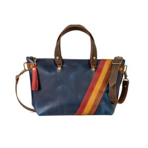 Handmade Leather Purse | Leather Tote Bag | The 70’s Bowler Bag (Indigo Blue)