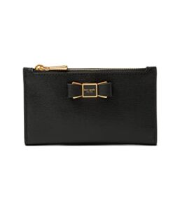 Kate Spade New York Morgan Bow Embellished Saffiano Leather Small Slim Bifold Wallet Black One Size