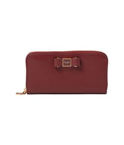 Kate Spade New York Morgan Bow Embellished Saffiano Leather Zip Around Continental Wallet Autumnal Red One Size