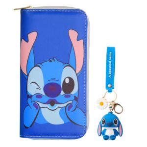Cute Wallet for Men and Women, Cartoon PU Leather Purse, Clutch Stylish Zip Around Wallet Card Holder, 2Pcs Set