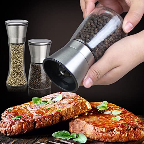 Pepper Grinder Refillable Stainless Steel Salt and Pepper Grinder Advanced Pepper Grinder, Pepper Grinder, Salt and Pepper Grinder Set of 2 For home, kitchen, barbecue (Color : A) | The Storepaperoomates Retail Market - Fast Affordable Shopping