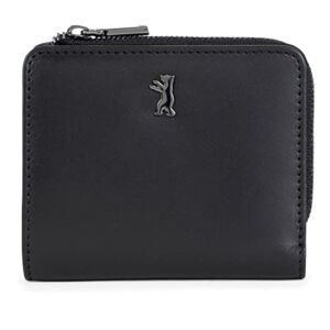 BERLINER BAGS Premium Leather Wallet Bilbao, RFID Shielded Small Bifold Zip Purse for Women – Black