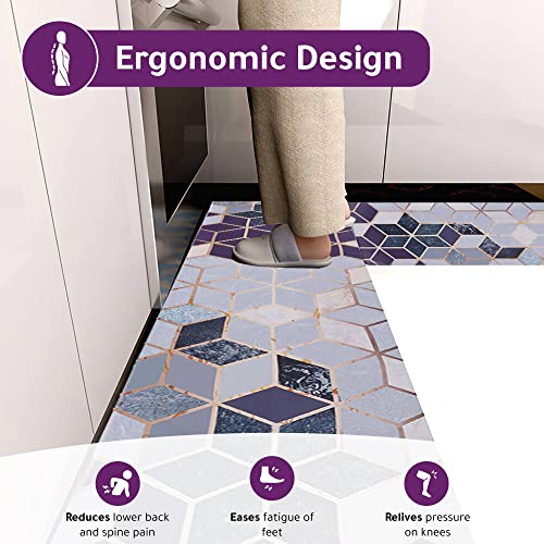KC&N Anti Fatigue Mats for Kitchen Floor and Home Essentials Area Rugs Made for Comfort with Embossed Cubic Art Designs Set of 2 Ergonomic Feet Support | The Storepaperoomates Retail Market - Fast Affordable Shopping