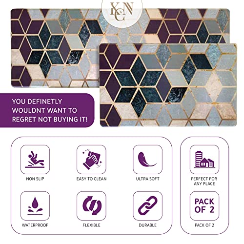 KC&N Anti Fatigue Mats for Kitchen Floor and Home Essentials Area Rugs Made for Comfort with Embossed Cubic Art Designs Set of 2 Ergonomic Feet Support | The Storepaperoomates Retail Market - Fast Affordable Shopping