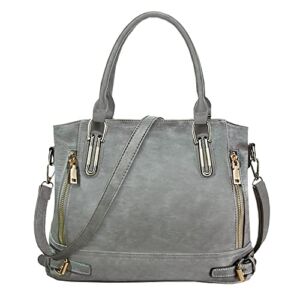 Purses and Handbags for Women, Top Handle Satchel Purse, PU Leather Crossbody Shoulder Bag , Tote Bag for Ladies (Gray)