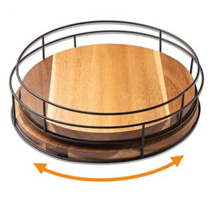 2 Pack Lazy Susan Organizer Turnable for Cabinet Kitchen Countertop Table, Wood Lazy Susan for Fridge Rotating Spice Rack 11”&10” Christmas