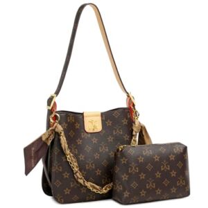 Bucket Bags for Women Hobo Handbag Designer Work Shoulder Bags Top Handle Satchel Purses Set 2pcs (brown)
