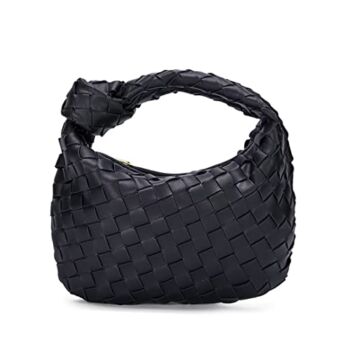 BeAoN Knoted Woven Handbag for Women Leather Shoulder Bag Fashion Designer Ladies Handmade Tote Hobo Bag Bucket Purse Clutch Bag Black | The Storepaperoomates Retail Market - Fast Affordable Shopping