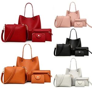 Tote Bag for Women in Leather Handbags 4pcs Hobo Bags Ladies Purse Shoulder Bags Girls Faux Leather Satchel Purse 2022 Gold