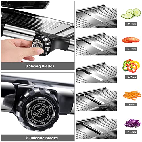 Midyb Mandoline Slicer for Kitchen, Stainless Steel Slicer for Onion Potato Carrot, Adjustable Vegetable Chopper Cutter with Extra Brush& Gloves | The Storepaperoomates Retail Market - Fast Affordable Shopping