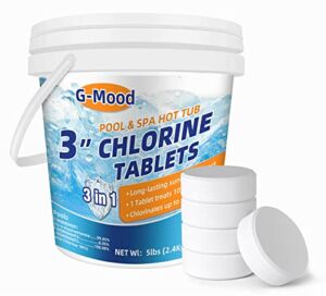 3 inch Chlorine Tablets for Swimming Pool 5 lbs, chlorinating tabs 12 Pcs Slow Dissolving, Individually Wrapped
