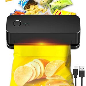 ODSD Bag Sealer Rechargeable, 3.9 inch Heating Length Mini Bag Resealer Portable Vacuum Sealer Machine Kitchen Gadget & 3 Sealing Gear, One Press to Quick Heat Seal for Mylar Food Plastic Chip Bags