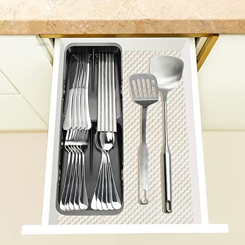 Compact Silverware Organizer Kitchen Drawer Tray for Silverware Cutlery Utensils Spoon Knife Fork Gmezzo Flatware Organizers, Small, Black | The Storepaperoomates Retail Market - Fast Affordable Shopping