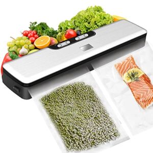 Vacuum Sealer Machine, GHVACZS Lightweight Food Vacuum Sealer Compact Machine for Food Preservation, Automatic Food Sealer Saver Vacuum Machine Easy to Use, Clean and Storage for Home Kitchen (Silver)