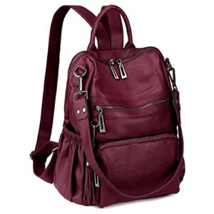 Uromee Travel Backpack Purse for Women Vegan Leather Ladies Fashion Tassel Shoulder Bag Convertible