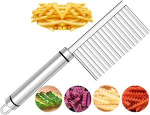 MONONIA Potato Crinkle Cutter and Swivel Peeler Cover, Stainless Steel Blade Wavy Knife Quick Vegetable Cutter for French Fries Chopper Salad Cutting Tool Home Kitchen Chopping Slicer(SHIP from USA)