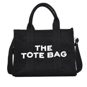 Canvas Tote Bags For Women,Handbag Shoulder Bag Tote Purse With Canvas Crossbody Bag For Office, Travel, School (black)