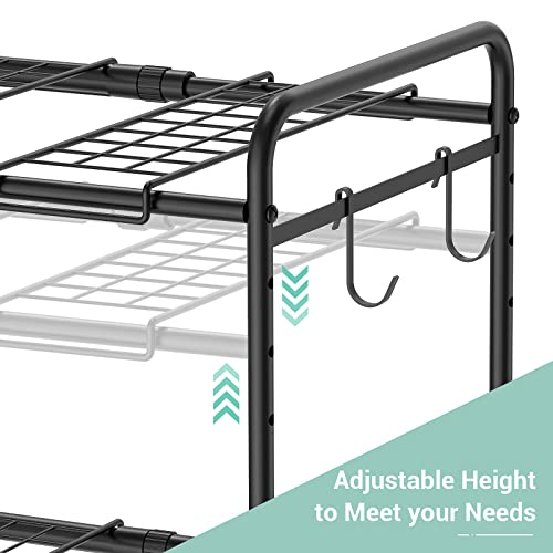 Under Sink Organizers and Storage, Zitaloken Bathroom Cabinet Organizer with Pull Out Drawer & Expandable Shelf, Kitchen Sink Organizer Metal Rack with Non-slip Feet, Matte Black | The Storepaperoomates Retail Market - Fast Affordable Shopping
