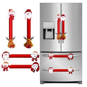 Klhamky 6 Styles Christmas Refrigerator Door Handle Covers Set of 4, Christmas Fridge Decorations Set, Christmas Ornament for Kitchen Home Microwave Dishwasher Oven Handle Decor