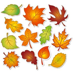Whaline 12Pcs Fall Thanksgiving Refrigerator Magnets Maple Leaves Magnets Decals Autumn Color Decorative Fridge Magnetic Stickers for Fall Thanksgiving Locker Fridge Car Mailbox Cabinets Home Decor