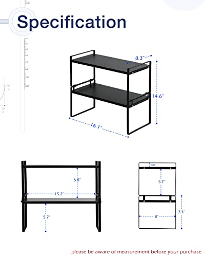Nxconsu 2Pack Stackable Cabinet Shelf Organizer Storage Rack Shelf Riser for Kitchen Pantry Cupboard Bathroom Under Sink Counter Countertop Desk Space Saver Freestanding Heavy Duty Nonslip Metal Black | The Storepaperoomates Retail Market - Fast Affordable Shopping