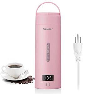 Travel Electric Tea Kettle Portable Small Mini Coffee Kettle, with 4 Variable Presets, Personal Hot Water Boiler 304 Stainless Steel with Auto Shut-Off & Boil Dry Protection, BPA-Free Pink
