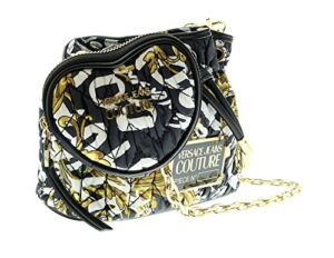 Versace Jeans Couture Black/Gold Heart Charm Purse Small Braid Bucket Crossbody Bag for womens