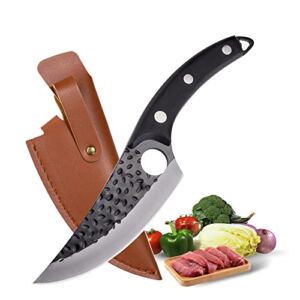 Viking Knife with Sheath Chef Knife,Husk Japan Knife Japanese Butcher Knives Kitchen Knife Hand Forged Boning Knife Fillet Knife Cleaver Knife for Home or Camping BBQ