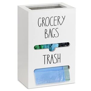 Grocery Bag Dispenser Plastic Bag Holders for Grocery Bags &Wooden Trash Bag Dispenser Roll Holder,Grocery Bag Storage Organizer for Kitchen,Garbage Bag Holder Dispenser for Home &Kitchen Organization