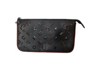 Christian Louboutin Loubila Black And Red Perforated Shoulder Bag