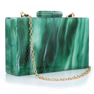 Acrylic Handbags for Women Malachite Green Acrylic Evening Bag Unique Square Bag for Lady Evening Prom Banquet (Dark Green)