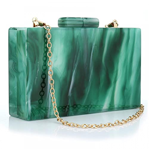 Acrylic Handbags for Women Malachite Green Acrylic Evening Bag Unique Square Bag for Lady Evening Prom Banquet (Dark Green) | The Storepaperoomates Retail Market - Fast Affordable Shopping