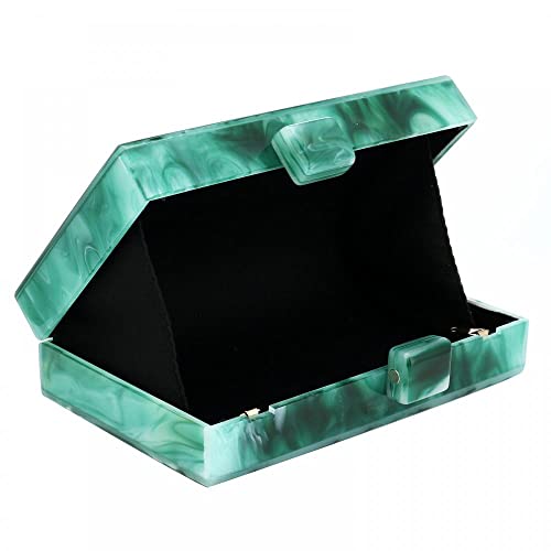 Acrylic Handbags for Women Malachite Green Acrylic Evening Bag Unique Square Bag for Lady Evening Prom Banquet (Dark Green) | The Storepaperoomates Retail Market - Fast Affordable Shopping