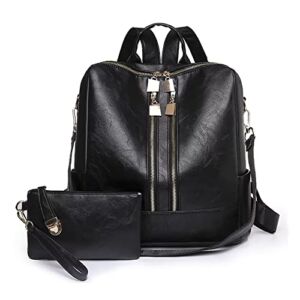 JRNDNIUO Backpack Purse for Women Leather Backpack Purse Travel Backpack Fashion Designer Ladies Shoulder Bags With Wristlets