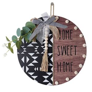 Welcome Sign for Front Door Wreath Porch Decor 12” Outside Wood Home Sweet Home Signs Outdoor Welcome Hanging Decorations Aztec Wall Decor