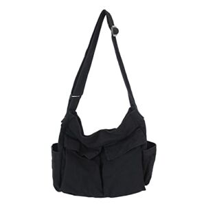 Freie Liebe Women Canvas-Tote-Bag with Multiple Pockets Large-Hobo-Bag Crossbody-Shoulder-Bag for School