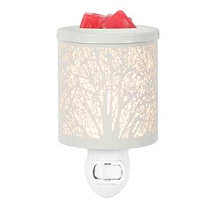 inrorans White Metal Plug in Wax Warmer Tree Pattern Wall Wax Warmer for Scented Wax with Removable Tray Candle Warmer Plug in Night Light for Home…