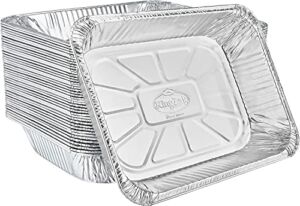 Aluminum Pans Half Size, 9X13, Extra Heavy Duty Disposable Foil Pans For Baking (50 Pack) Roasting & Chafing, Deep Tin Foil Bakeware, Steam Table Tray, Cookware, Food Prepping, Cake & Oven Pan