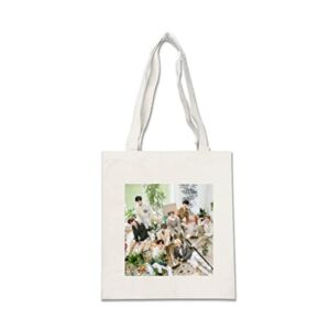 STRAY KIDS Merchandise Canvas Shoulder Bag,STRAY KIDS Handbag Crossbody Casual Tote for SKZ Gifts(White)