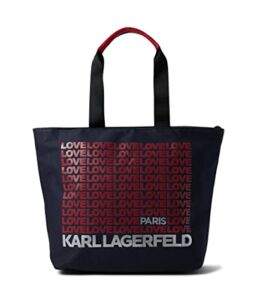 Karl Lagerfeld Paris Womens Kristen tote handbags, Logo Line Blue, One Size US