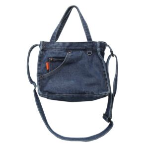 Women’s Denim Crossbody Bag, Small Shoulder Bag, Denim Purse, Handbag (Dark blue)
