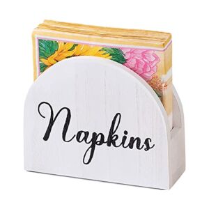 NHKRTE Farmhouse Napkin Holder,Wooden Napkin Holders for Tables and Kitchen Countertops,Rustic Vintage Napkin Holder,Upright Wood Napkin Holder for Indoor & Outdoor Use(White)