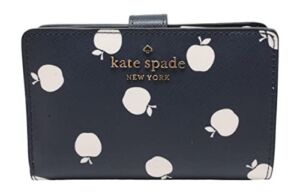 Kate Spade Staci Medium White Apple Compartment Bifold Wallet Blazer Blue Multi