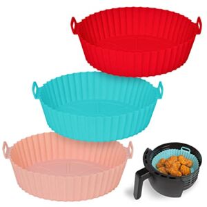 Air Fryer Silicone Pot, 3-Pack Air Fryer Liner, 8 inch Reusable Liners, Heat Resistant, Round Pot Oven Accessories, Easy Cleaning, Suitable for 3.6 To 6.8QT Air Fryer