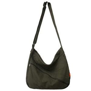 Canvas Hobo Crossbody Bag for Women, Casual Shoulder Bag, Tote Bag, Messenger Bag, Cross Body Bag for School and Work, Green