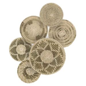 Woven Wall Basket Large Sizes – Boho Home Decor – Wall Art – Set of 6 Seagrass Baskets with Unique Patterns – Wall basket Decor for Kitchen, Living Room & Bedroom