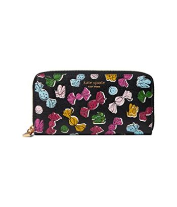 Kate Spade New York Bon Bon Candy Print Zip Around Continental Wallet Black Multi One Size | The Storepaperoomates Retail Market - Fast Affordable Shopping