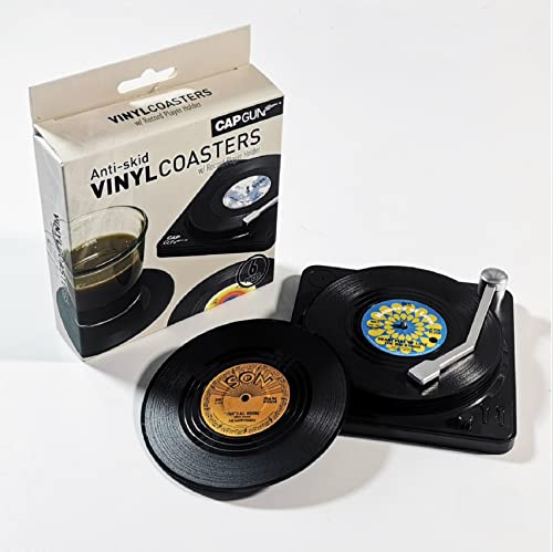 REDIVA Vinyl Record Coasters with Retro Vinyl Player Holder, Creative Drink Coasters Set of 6 for Drinks Bars Cafes Home Party Office Gift Ideas | The Storepaperoomates Retail Market - Fast Affordable Shopping