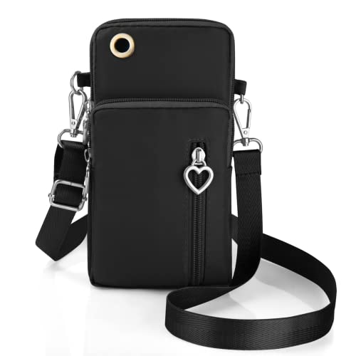 Small Crossbody Wallet Phone Bag, Nylon Cell Phone Purse, Travel Crossbody Bag Cell Phone Shoulder Bag Arm Bag Mini Wallet Purse, with Headphone Port (Black) | The Storepaperoomates Retail Market - Fast Affordable Shopping