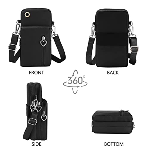 Small Crossbody Wallet Phone Bag, Nylon Cell Phone Purse, Travel Crossbody Bag Cell Phone Shoulder Bag Arm Bag Mini Wallet Purse, with Headphone Port (Black) | The Storepaperoomates Retail Market - Fast Affordable Shopping